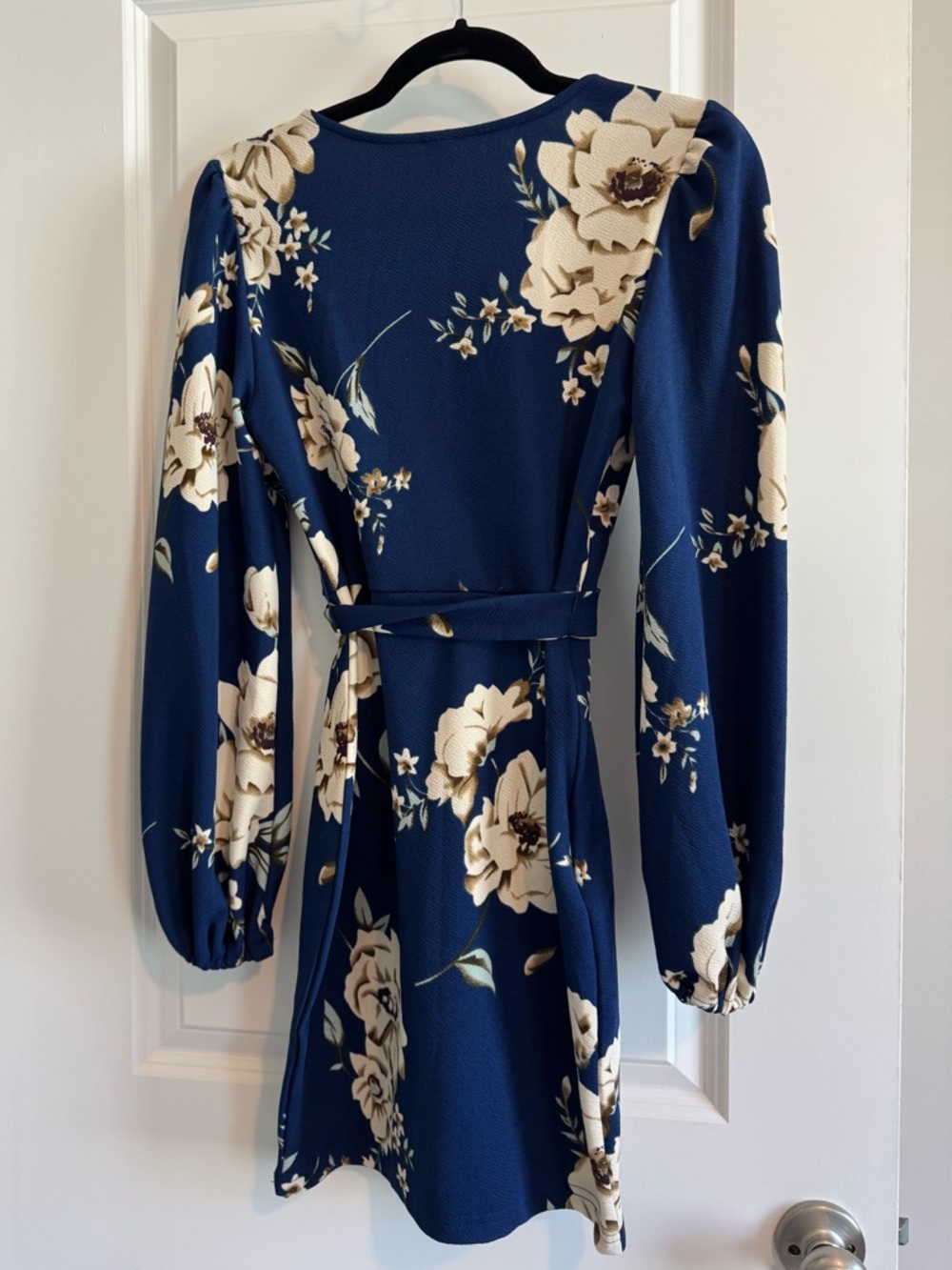 Floral Navy Longsleeve Dress with Tie Waist - NWOT - Picture 4 of 10